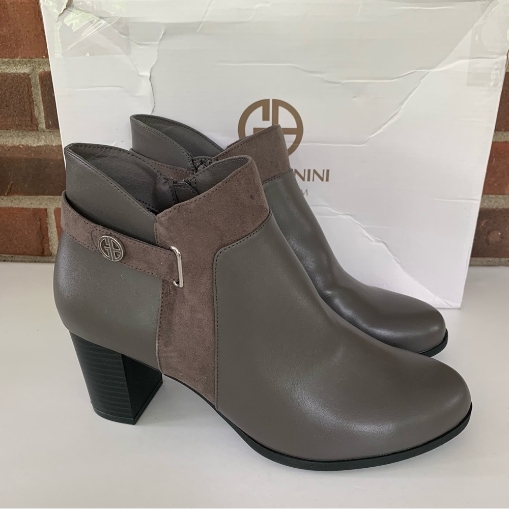 Giani Bernini Womens Artemyss grey Faux Leather Ankle Zip-Up Boots Shoes US 10 M